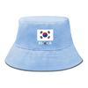 South Korea Flag Print Bucket Hat , Patriotic Fisherman Hat Solid Color Wide Brim Foldable Basin Cap
