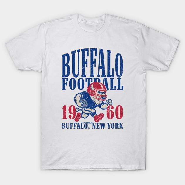 Мужская черная футболка с принтом Buffalo Bills Винтажный стиль Воскресный футбол Печать методом термопереноса без вырезания Хлопковая футболка