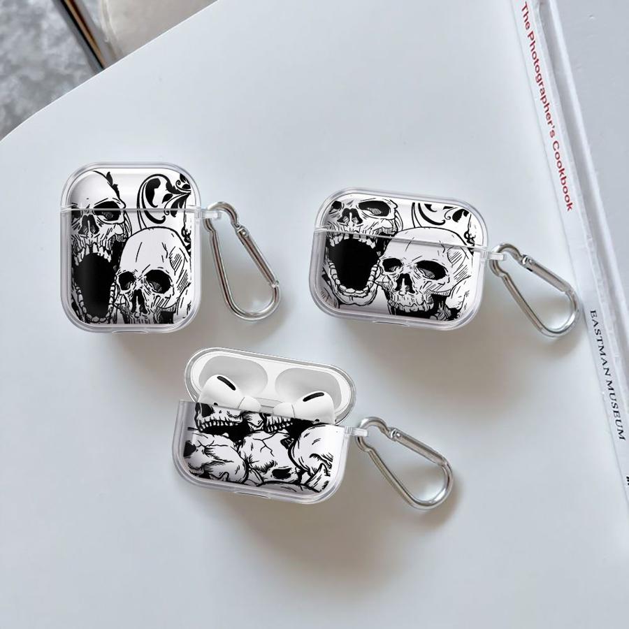Чехол для Airpods Pro2 Pro 4 1 Pro3 2 3 Прозрачные Чехлы для Наушников Обложка Креативное Искусство Черепа
