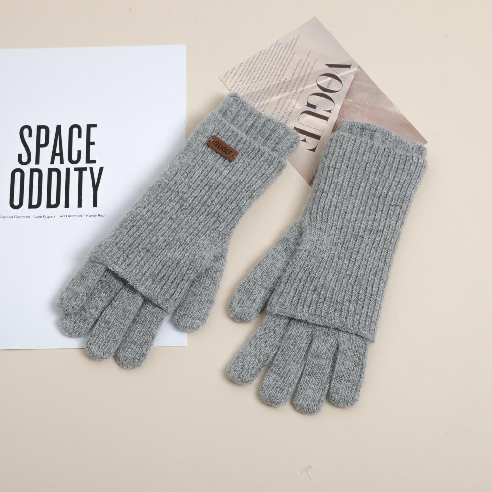 Вязаные шерстяные перчатки с открытыми пальцами для сенсорного экрана, пятипалые, женские, для осени и зимы, тепло, плюс бархатное утолщение, для езды на велосипеде для защиты от холода