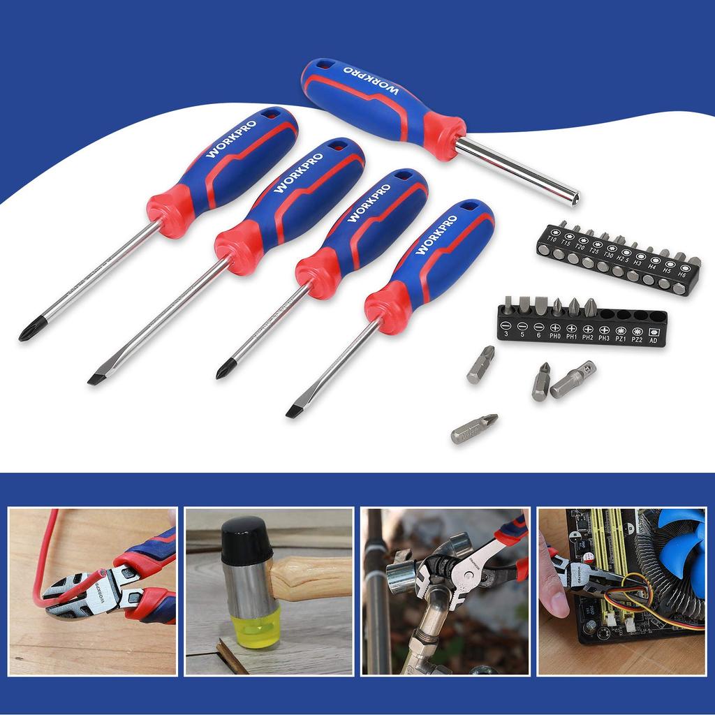 WORKPRO Tool Professional Socket Wrench Home Tool Garage Tool Home DIY Includes Steel Case Set, 85-Piece Set, Heavy-Duty Set, Kit,