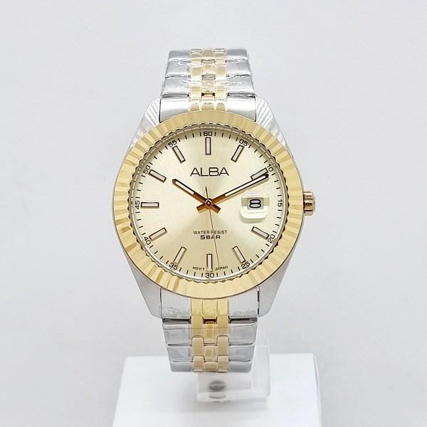 Samjeong Watch Genuine ALBA Seiko Alba Men's Metal Watch (Gold Combi) AS9J96X1