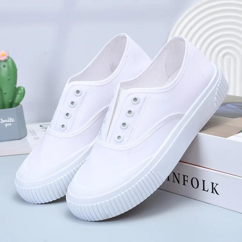 Мода 2024 Лето Новые Парусиновые Туфли Женские Туфли На Плоской Подошве Дышащий Верх Многоцветный Дополнительный Женский Обувь 35-40