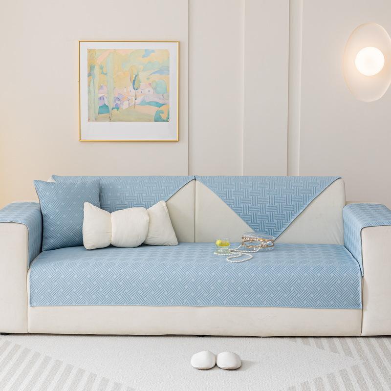 Summer Ice Silk Sofa Cushion, Summer Cold Feeling Mat Cushion, New Living Room Leather Sofa Non-slip Cover Cloth Towel