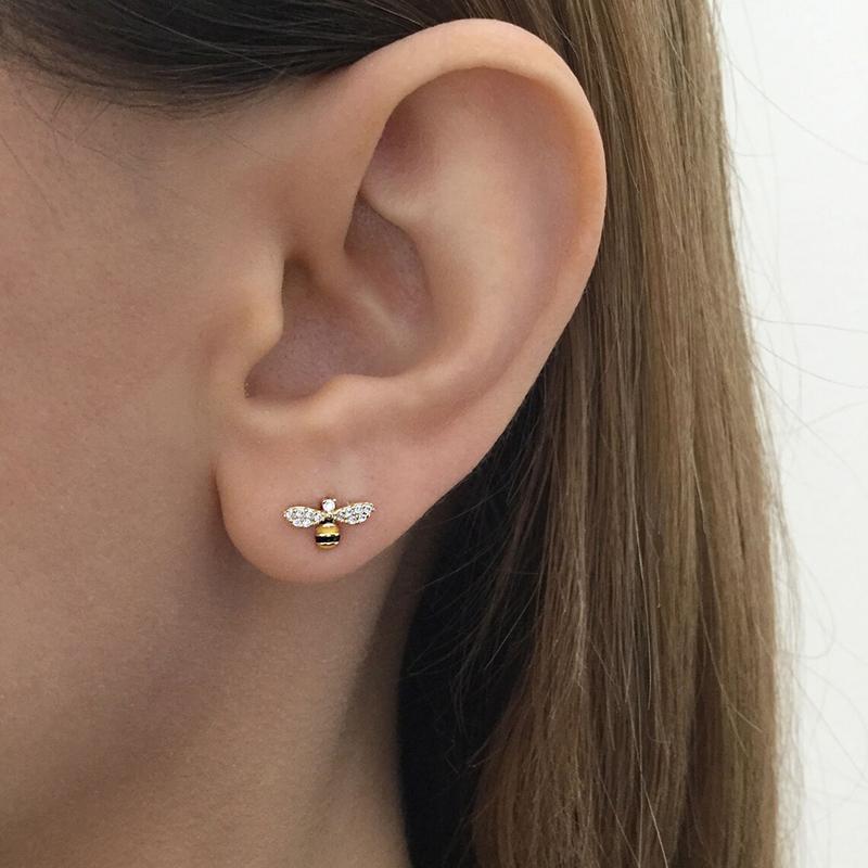 Забавные серьги-гвоздики с медоносной пчелой для женщин, изящные серьги с желтой пчелой, изысканные аксессуары для девушек, подарок, модная бижутерия