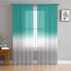 Turquoise Gray Gradient Sheer Curtains for Living Room Decoration Window Curtains for Kitchen Tulle Voile Organza Curtains