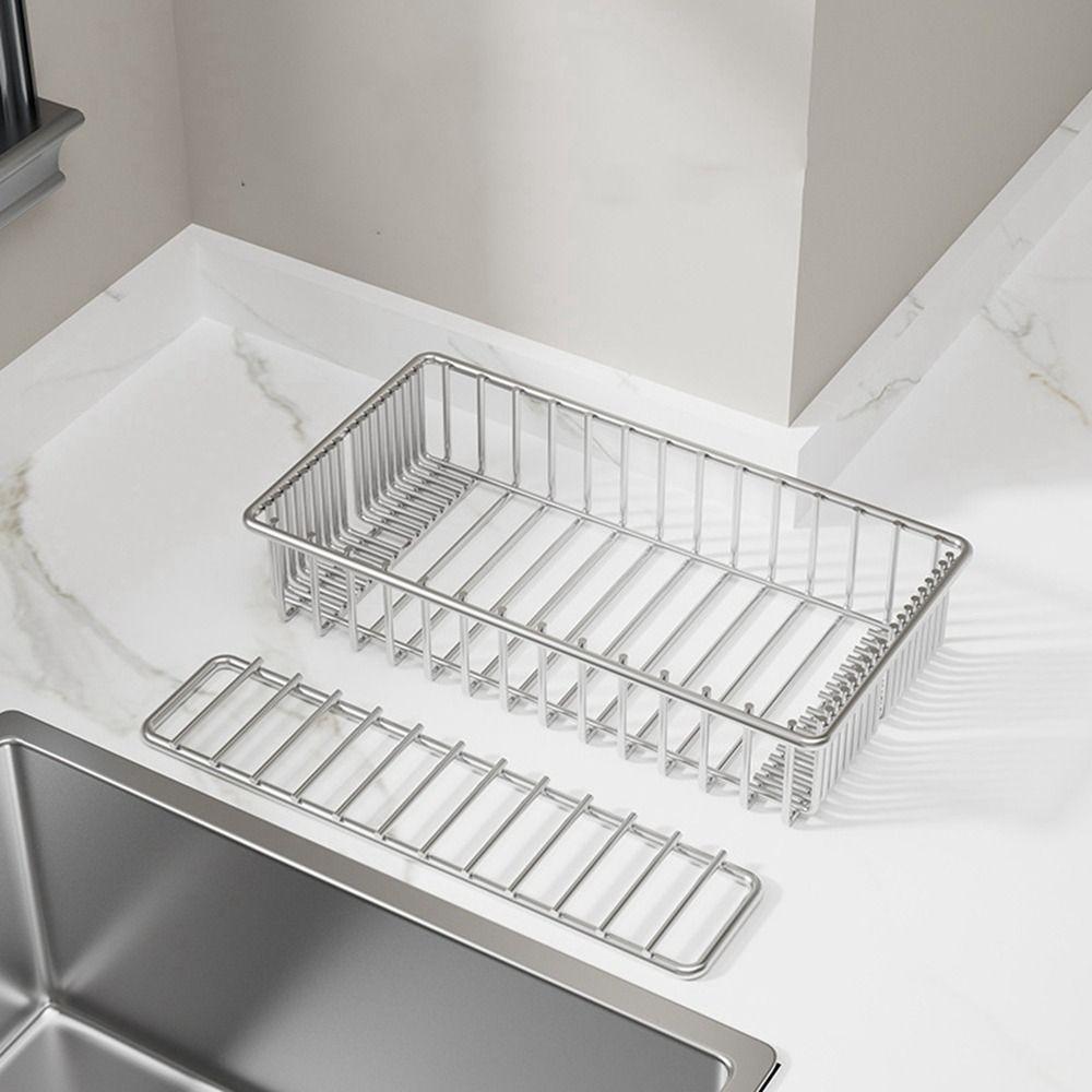 Silver Cutlery Drying Rack Large Capacity Cutlery Storage Basket  for Kitchen