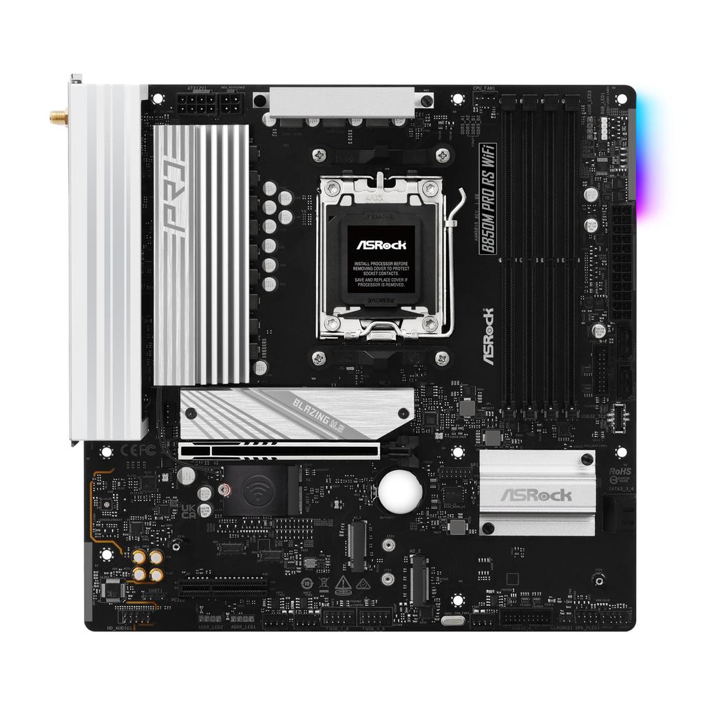 Материнская плата ASRock B850M Pro RS WiFi AMD Ryzen 9000 8000 7000 Series CPU Совместимая материнская плата DDR5 Micro ATX Авторизованный дистрибьютор / / (Сокет AM5)