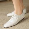 Модные повседневные женские туфли-лоферы на плоской подошве, кожаные, черные, белые, удобные, на шнуровке, оксфордские туфли для женщин, осенняя обувь, большой размер 45