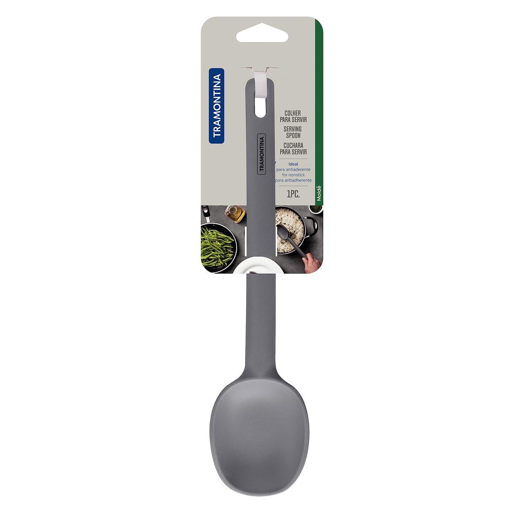 Tramontina Molde Serving Made in Product TRAMONTINA Spoon, 28cm, Gray, Silicone, Spatula, Ladle, Heat-Resistant, Dishwasher-Safe, Brazil, Code