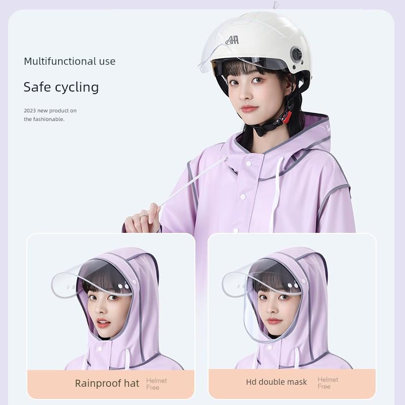 Raincoat for Electric Scooter, Long Full-Body Rain Protection for Women, Single-Person, Integrated Rain Poncho for Outdoor Use