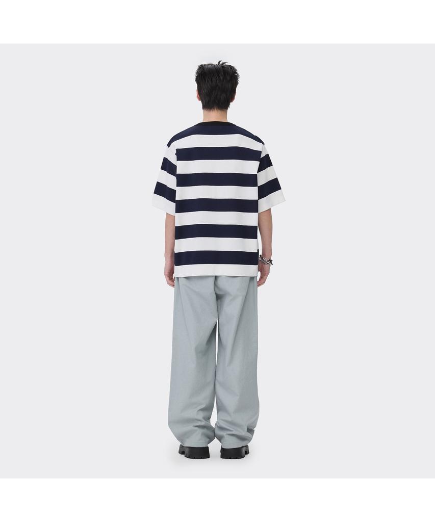 Keoseuuteommellou Black Stripes Round Neck Sweater Cwwam26424Bkx