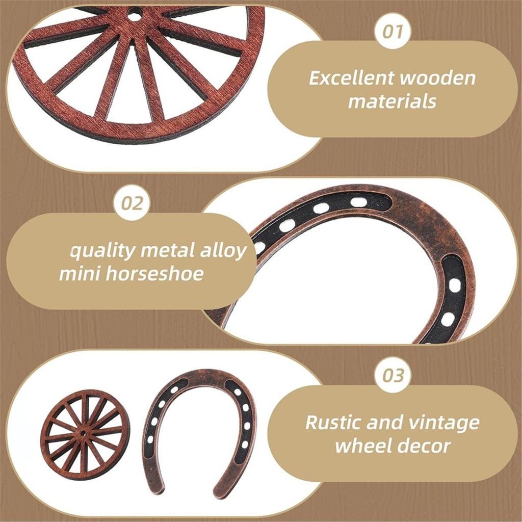 48 Pcs Western Party Decorations Set, for Cowboy Cowgirl Birthday Wedding Centerpieces Rustic Wood and Metal Decor