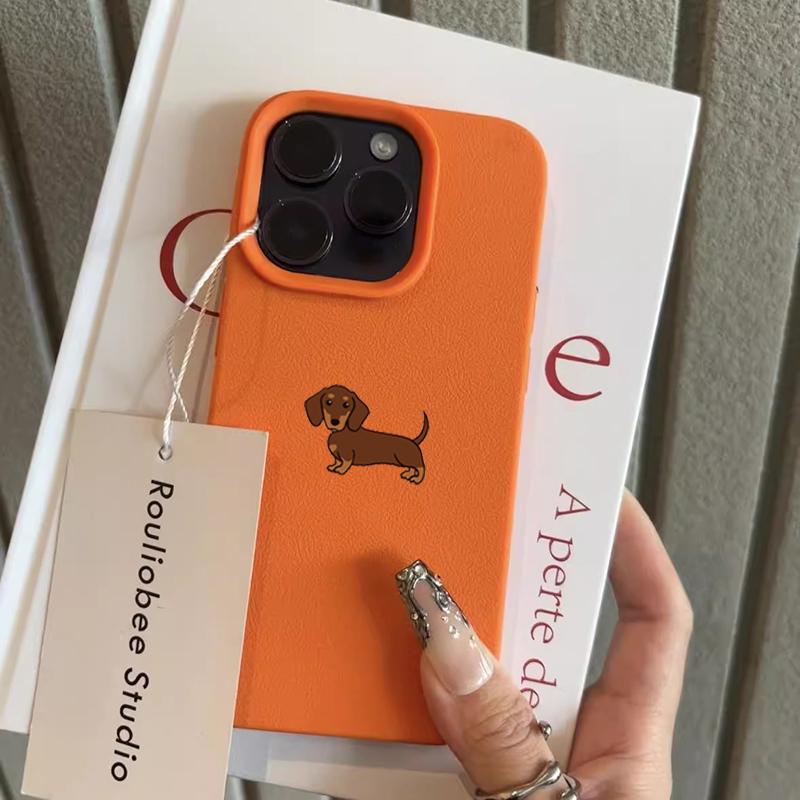 Чехол для телефона для iPhone 11 12 13 14 15 16 17 Pro Max XS X XR 16E 16 Plus 17 Air Минималистичный Коричневый Рисунок Таксы Мягкий ТПУ Чехол