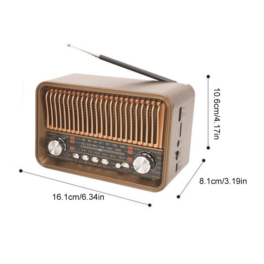 Портативное FM AM SW радио с BT-динамиком, светодиодным фонариком, винтажное радио, поддержка TF-карты для дома и офиса