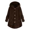 Women Plus Size Button Plush Tops Hooded Loose Cardigan Wool Coat Winter Jacket