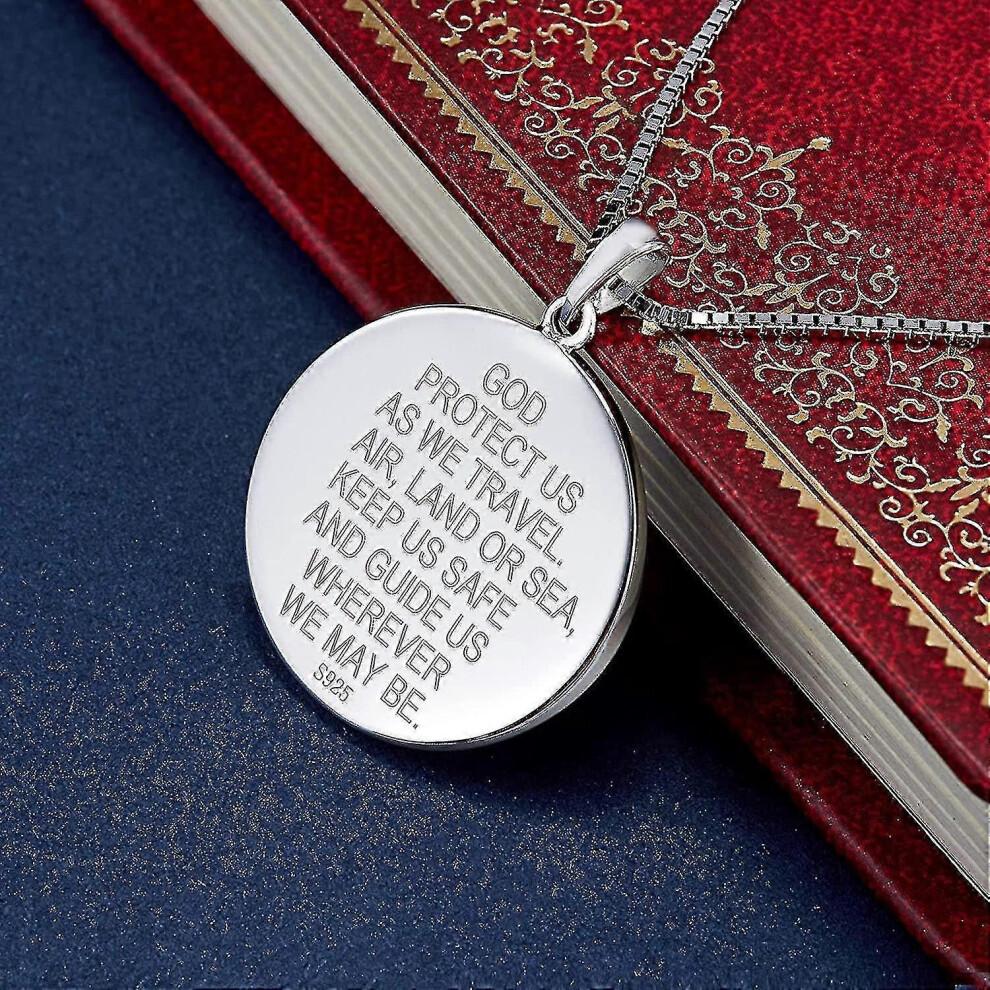 Улица. Christopher Jewelry 925 стерлингового серебра, состаренный религиозный защитный талисман-подвеска для мужчин и женщин, монета/круглая/овальная/медальон/квадратная/медальон Tangrui