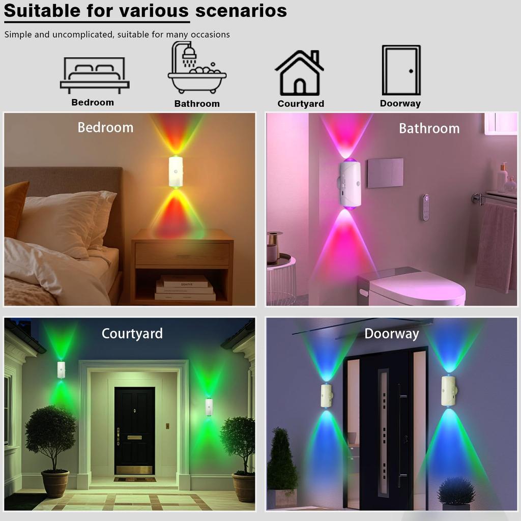 RGB Gradient LED Night Light with Motion Sensor Wall Lamp Rechargeable Ambient Dimmable Indoor Lights Magnetic Step Lighting