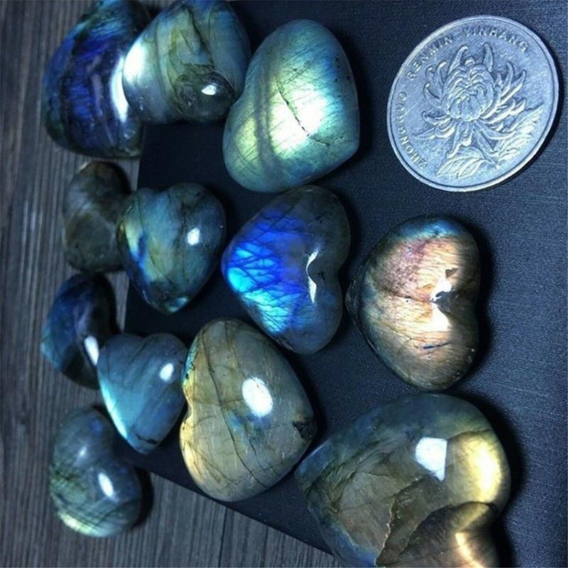 Captivating Madagascar Quartz Labradorite Natural Crystal Heart Pendant Decor For Unique Gifts