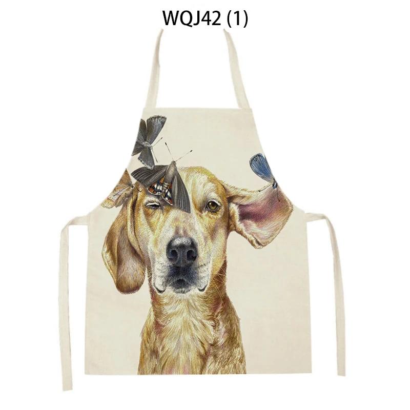 Animal Dog Bear Deer Pattern Kitchen Aprons for Adult Kids Linen Bib Home Cleaning Apron Butterfly Pattern Cooking Baking Aprons