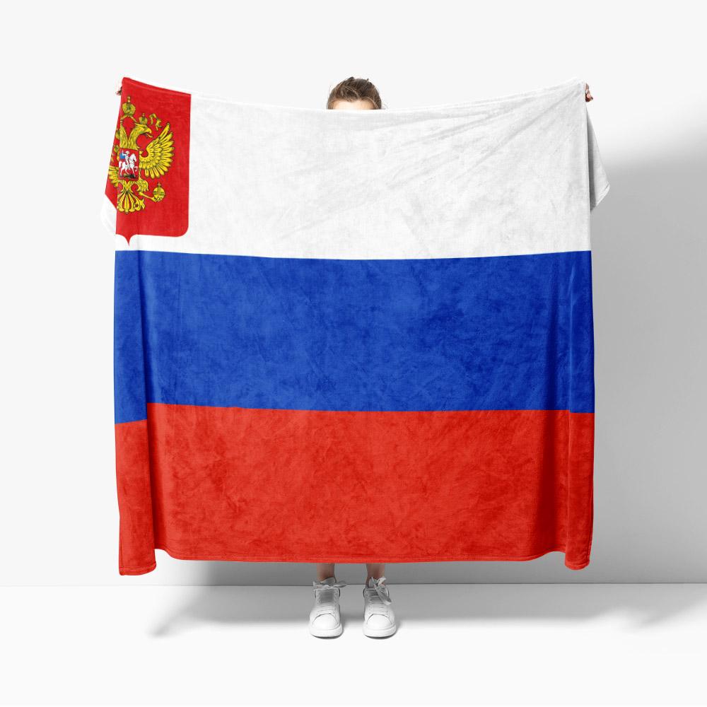 Фланелевое одеяло с гербом России Одеяло с флагом Российской Федерации Уютное Мягкое Легкое Теплое 30x40 дюймов 40x50 дюймов для Дивана Кровати