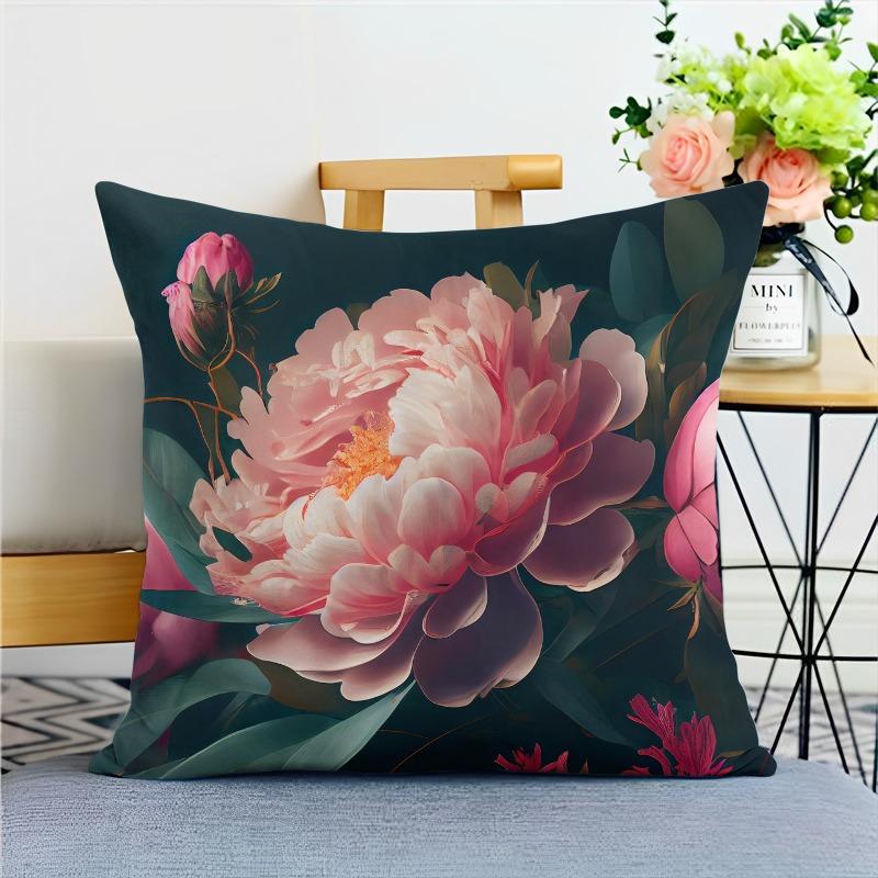Наволочка с изображением пиона в китайском стиле для украшения общежития, офиса, гостиной, дома