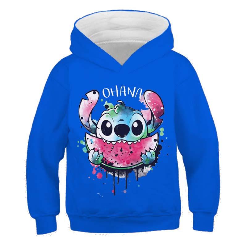 Толстовки с капюшоном MINISO New Stitch для девочек, осенне-зимняя толстовка с длинным рукавом Harajuku, повседневные топы с капюшоном в стиле Disney Series Stich