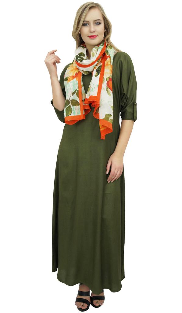 Bimba Women's Boho Black Maxi Dress With Tassel Scarf Designer Summer