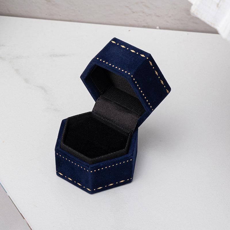 Patterned Ring Box European Earrings Organizer Ring Holder Case Luxurious Hexagon Jewelry Box For Dressing Table Gift For Women