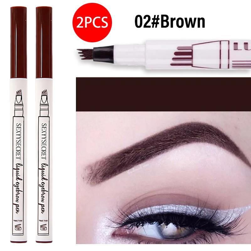 4 Split Tip Wild Eyebrow Pencil Nature 3D Tattoo Brow Contour Pen Lasting Waterproof 4 Colors Liquid Eye Brow Outline Makeup
