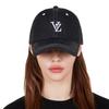 3D Monogram Stitch Over Fit Ball Cap BlackDenim [VARZAR]