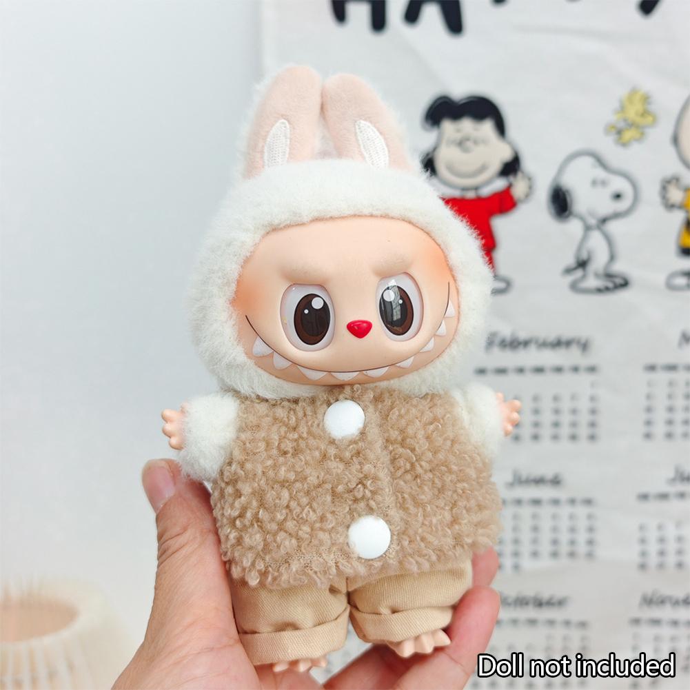 For 17cm Labubu Doll Clothes Fashion Clothes Hoodies Doll Clothes Color Match Hoodies Dolls Accessories Cute Decoration Little Cloths