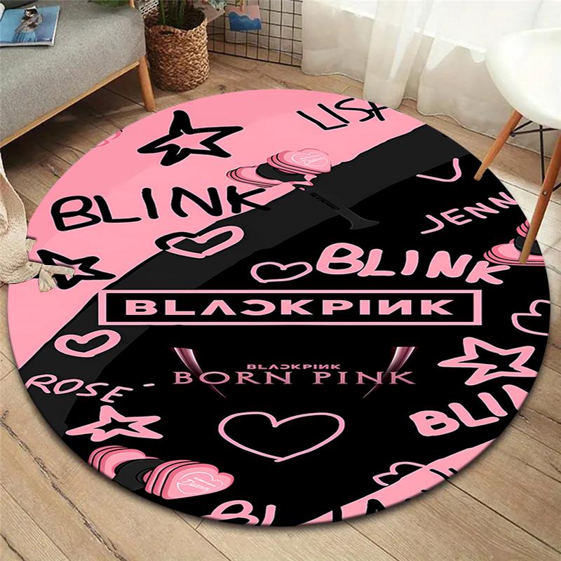Круглый ковер Blackpink, Ковер для гостиной, спальни, дивана, игровой комнаты, Декор, Нескользящий коврик для пола
