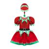 Kids Girls Christmas Holiday Outfit Santa's Elf Cosplay Costume Xmas Fancy Dress with Hat