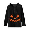 Halloween Printed Hooded Men's Oversized Drawstring Button Hoodie