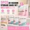 5Pcs (3Pcs Medium Size  + 2Pcs Large Size ) Heavy-Duty Vacuum Compression Bags, With A Pressure-Sealing System, Reusable, Suitable For Clothing