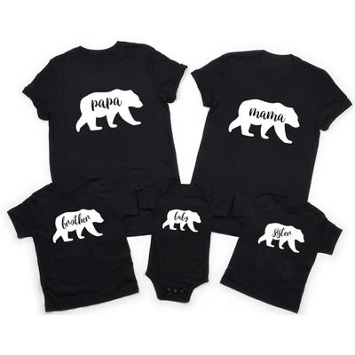 Женские футболки Mama Bear Papa Bear Baby Bear Семейные одинаковые футболки Papa Mama Рубашка для брата и сестры Детское боди Отец и сын День отца