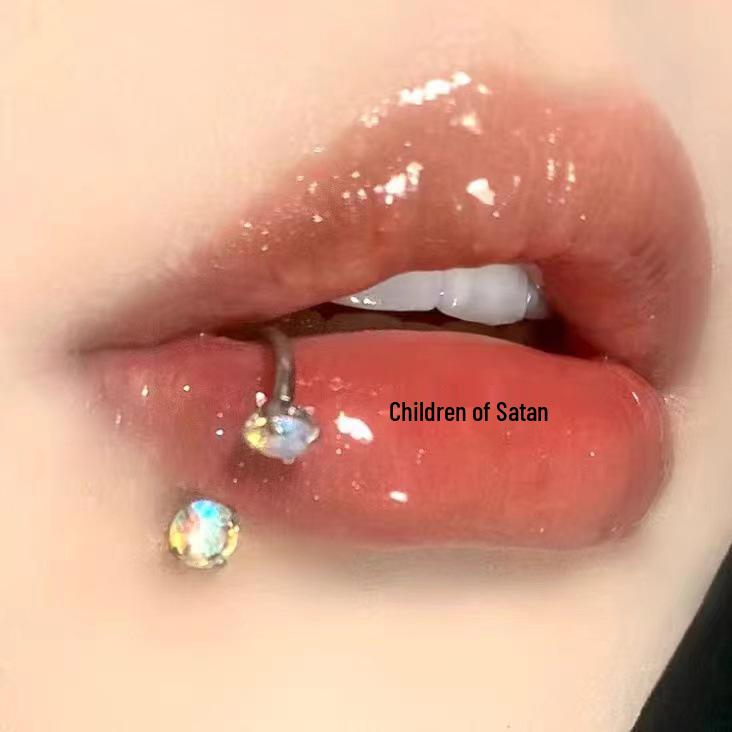 Zircon Diamond Horseshoe Lip Stud: No Man's Land Edition for Cartilage and Lip Piercings.