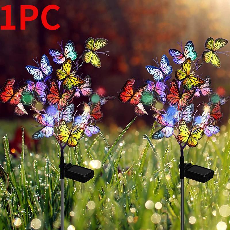 1 шт. Солнечные садовые светильники, наружные водонепроницаемые декоративные солнечные светильники, светильники в виде цветка-бабочки