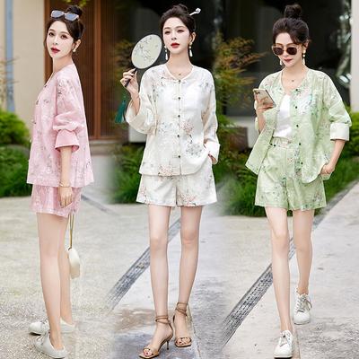 Женский летний стиль китайские национальные шорты Sunshine комплект из двух частей для похудения комплект с защитой от ультрафиолета