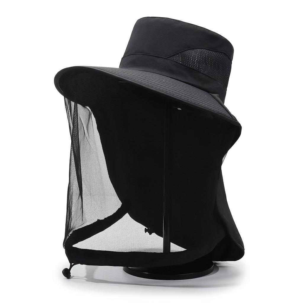 Men'S Mosquito-Repellent Fishing Hat with Face Cover Breathable Mesh Mask for Night Fishing