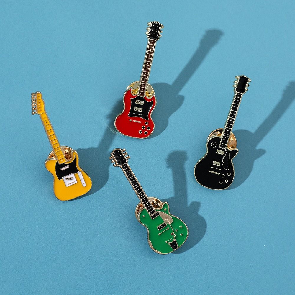 Брошь-гитара в стиле рок-группы, забавные эмалевые значки-гитары, аксессуары для одежды, значок на лацкан в виде гитары, воротник