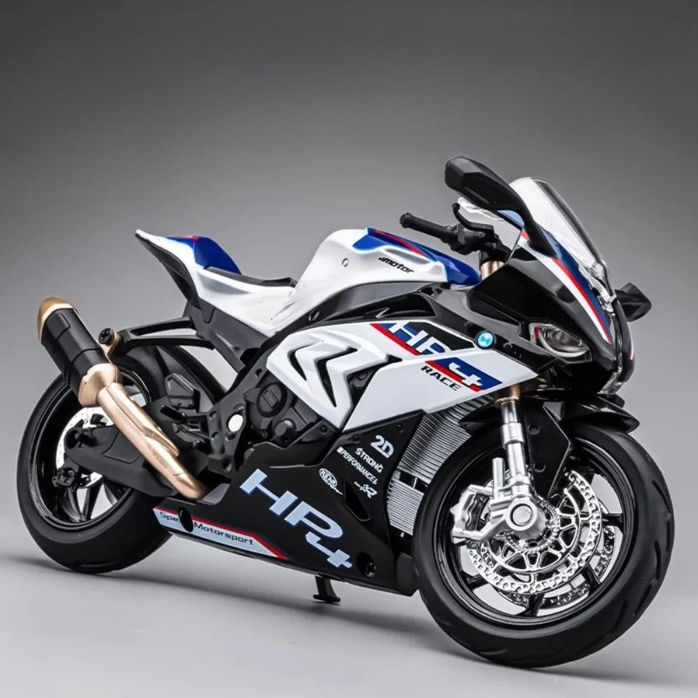 Модель мотоцикла BMW HP4 в масштабе 1/12, игрушка, литой под давлением сплав, свет, музыка, амортизация, мотор, миниатюрные модели, подарки на день рождения для детей