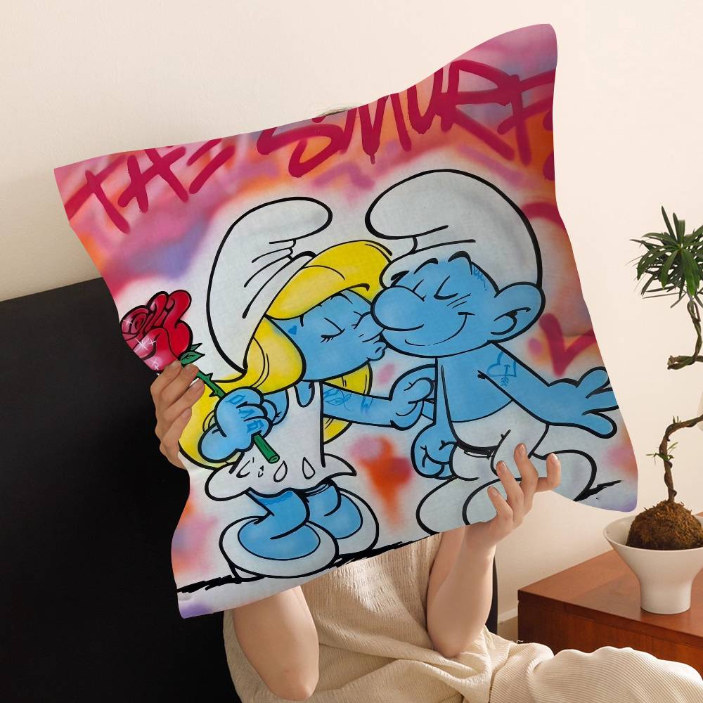 Cartoon SSmurfs Pillow Gift Home Office Decoration Bedroom Sofa Car Cushion Cover Case x