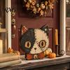 Artistic Home Office Decor Halloween Wooden Ornaments, Distressed Pumpkin/Cat Decorations, Desktop & Wall Modern Retro Desk Display Decors for Autumn