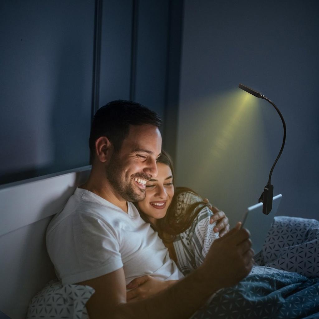 USB Rechargeable 8 LEDs Book Light Clip On Reading Light LED Lamp Eye Protection Nightlight 3 Color Temperature Stepless Dimming with Memory Function