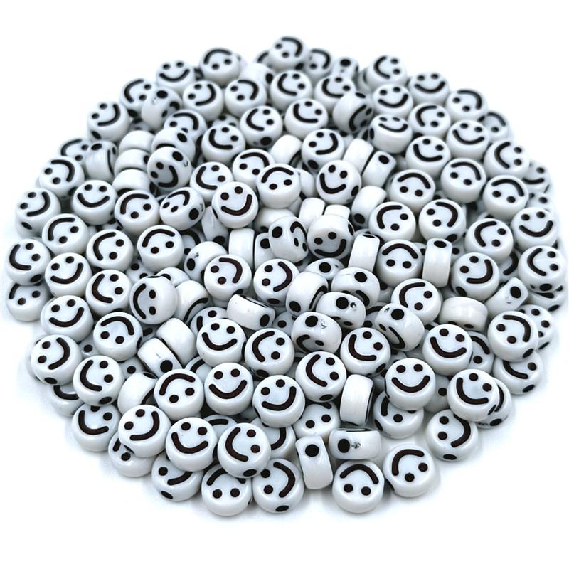Высококачественные круглые плоские креативные бусины Smile 50 шт. 7 мм для сережек, ожерелий, смешанных цветов, аксессуары для ювелирных изделий своими руками, свободные бусины