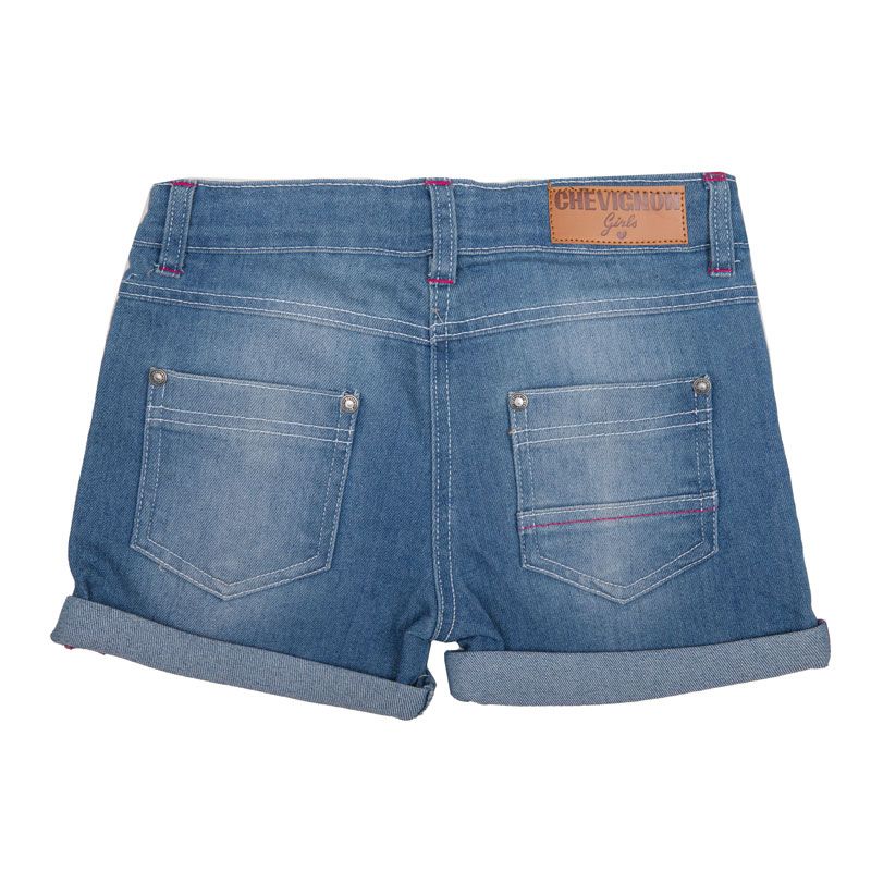 Джинсовые шорты с розовой надписью Child CHEVIGNON