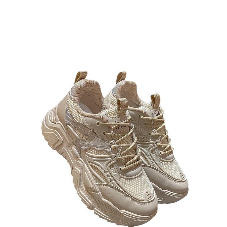 Папины кроссовки Женские Весенне-осенние Новая студенческая версия Кроссовки на платформе Одинарная обувь Дышащие Универсальные Увеличивающие рост Повседневные кроссовки Женские