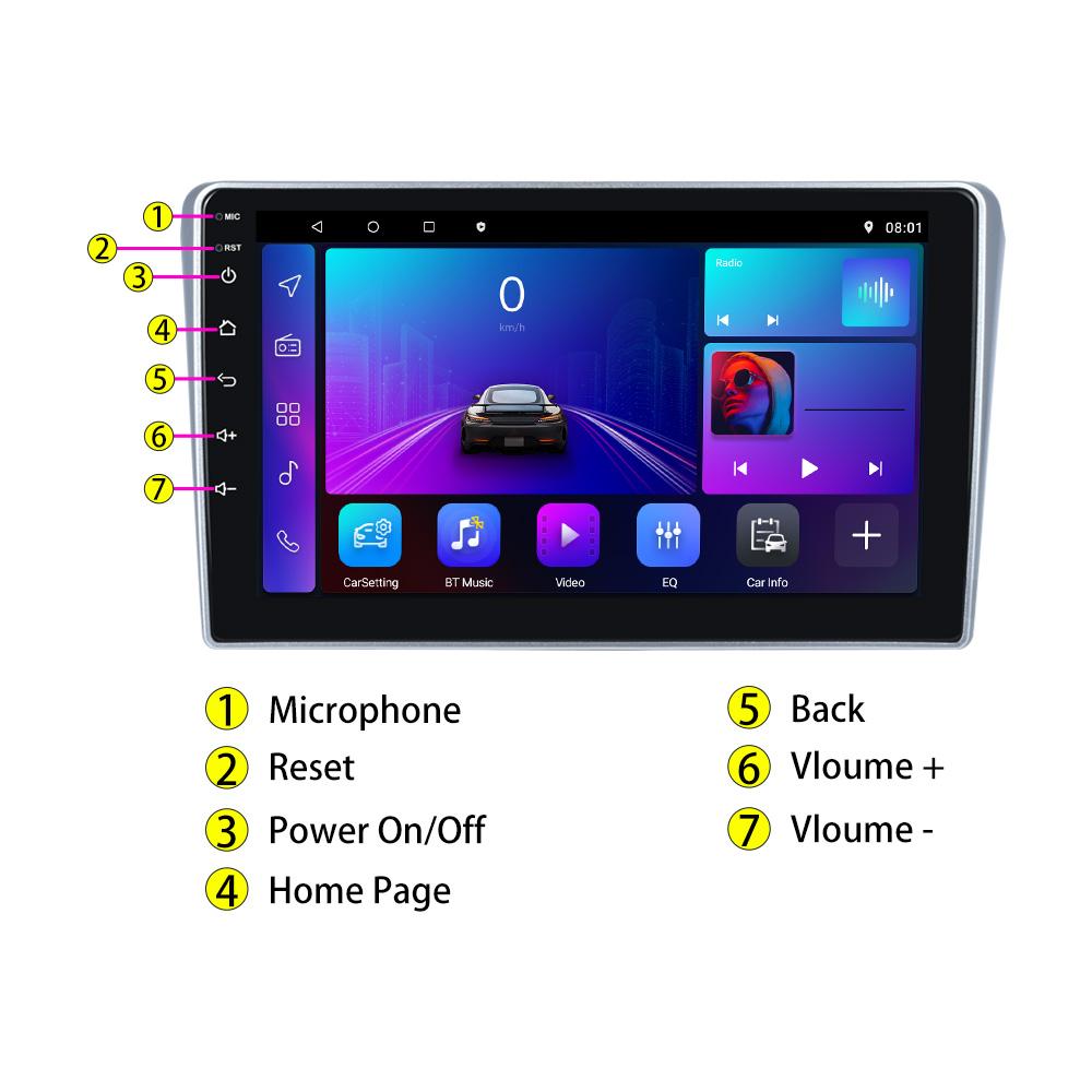 Reakosound Автомобильное радио Carplay 9" GPS Мультимедиа Видео Плеер Android WiFI Камера заднего вида FM Стерео Для Toyota 2002-2008 Avensis